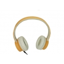 Drátová sluchátka přes hlavu s mikrofonem - meruňková 