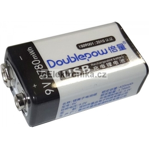 Nab&iacute;jec&iacute; baterie Li-ion 9V 400mAh 6F22 USB-C